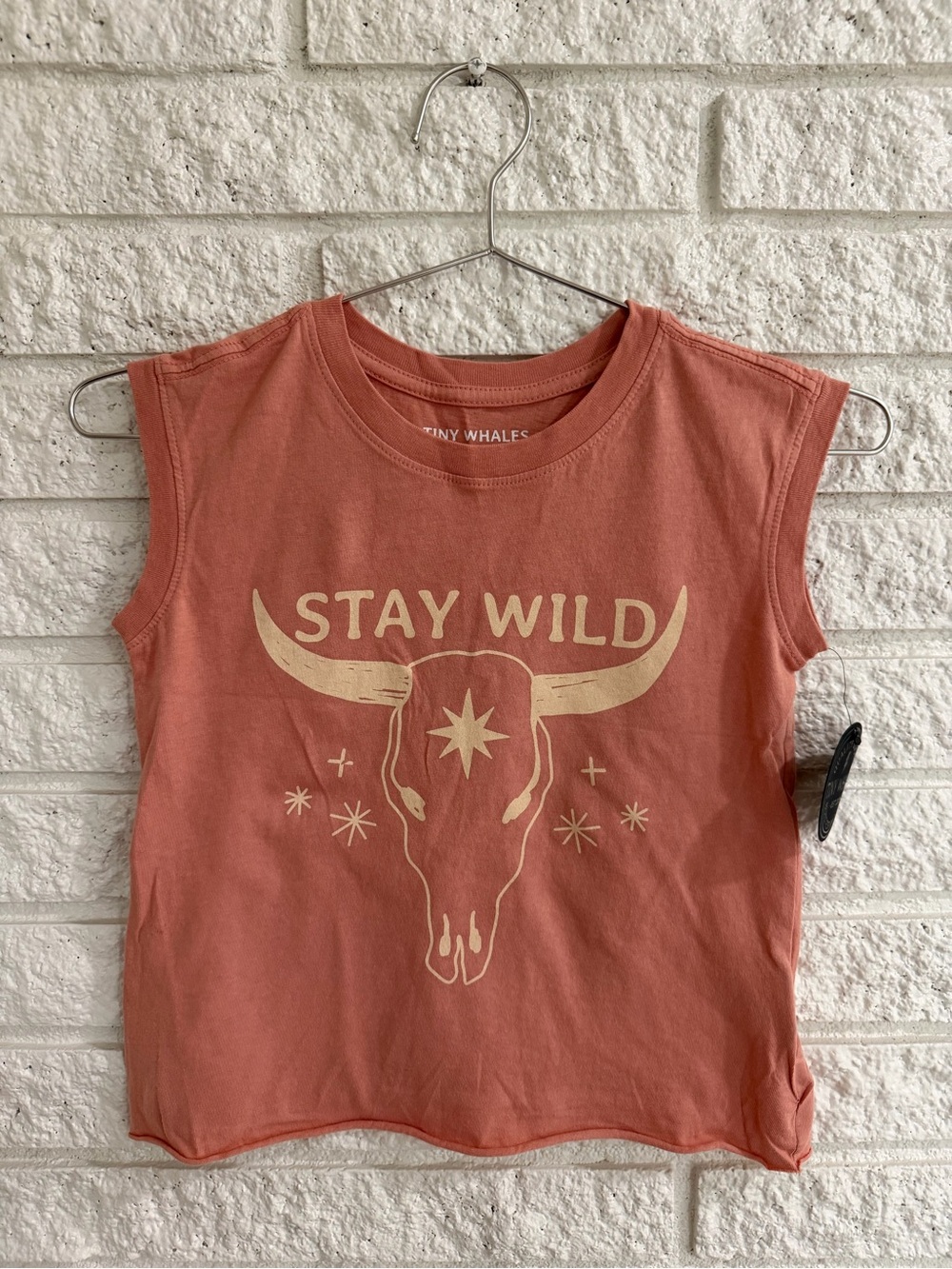 Tiny Whales Kids' Coral 'Stay Wild' Graphic Muscle Tank